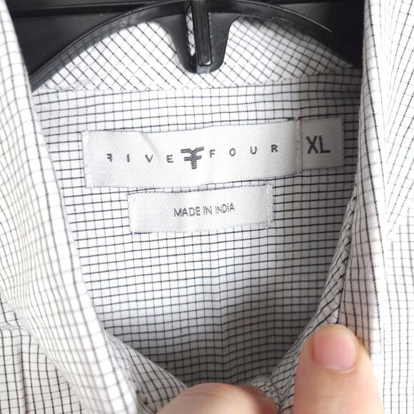 NWOT Five Four Club Mens XL White Gray Plaid Long Sleeve Button Up Down Shirt - Picture 2 of 7